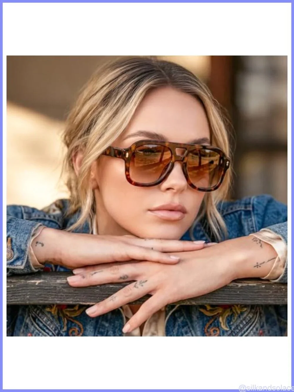 Retro Thick Aviator Sunglasses Square Pilot Full Frame UV Protection